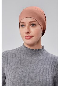 Resim Sonbaharmoda Kadın Tesettür Hazır Pratik Geçmeli Bone Lastikli Kaymaz Gül Kurusu Gül Kurusu 