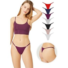 Resim Cottonhill Cottonhıll Basic Pamuklu Beli Ayarlanır Kadın Tanga Külot 7'li Paket 