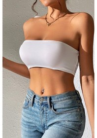 Resim Straplez Kadın Büstiyer Beyaz Beyaz 