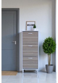 Resim Eliusta Nefes Ayaklı 52 Cm Ayakkabılık Kapı Önü/antre 3 Düşer Kapaklı Cordoba 52x127x26 Cm Ayakkabılık Cordoba 