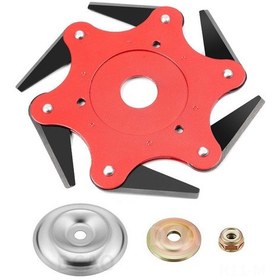 Resim Mufunye Yeni Model Mangan Çelik 6 Blades Çim Biçme Makinesi Bıçağı, Sabitleme Üçlü Set İle Verimli Çim Ve Ot Temizleme Aksesuarı 