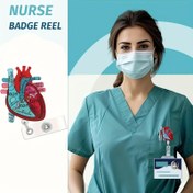 Resim 1 adet Kalp Şeklinde Tıbbi Hemşire Temalı Kimlik Kartı Tutucu ile Çekmece, Öğrenci Kartı Kılıfı Aksesuarı 