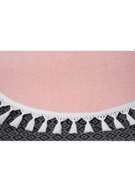 Resim Vl Oval Comfort Overloklu Peluş Yolluk Halı Pembe Pembe Oval Pon Pon 
