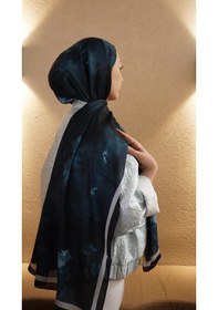 Resim Mirsoy Scarf Safir Etnik Desen Şal Petrol 