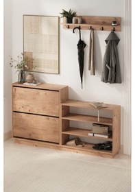 Resim Ayakkabılık Ve Portomanto Askılık Seti Düşer Kapak Ayakkabılık Elbise Askılığı Serap & Vega Çam Çam 