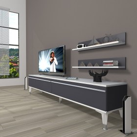 Resim Eko 4 Mdf Std Silver Tv Ünitesi Tv Sehpası Beyaz Antrasit 