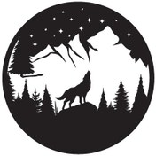 Resim Gece Bozkurt Ve Dağlar Duvar Dekor Sticker 40 X 40 Cm 