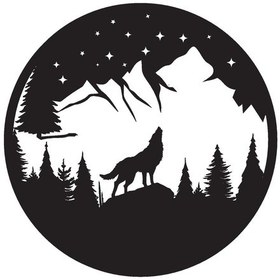 Resim Gece Bozkurt Ve Dağlar Duvar Dekor Sticker 40 X 40 Cm 
