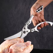 Resim 1 adet Ağır Hizmet Tipi Paslanmaz Çelik Mutfak Makası - Et, Kemik & Balık için İdeal, Çok Fonksiyonlu - Ev ve Restoran Kullanımı için Dayanıklı Gıda Makası 