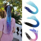 Resim 60.96 Cm Örgülü At Kuyruğu Saç Ek Parçası, Renkli Degrade Örgülü Saç Parçası, Kızlar Saç Peruk Saç Bağları Bant Postişler Parti Cosplay Giyinmek İçin (12 Tane/Paket) 