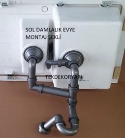 Resim TEKDEKOR GRANİT EVYE SİFONU TAKIMI 1,5GÖZ TEKA FRANKE BLONCO DOMİNOX SİFONU 
