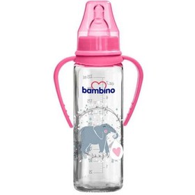 Resim Bambino Kulplu Cam Biberon 225 ML Pembe 