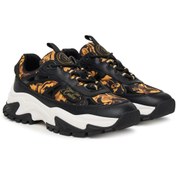 Resim Versace Kadın Fondo Hiker Dis. 11 Barok Desenli Kalın Tabanlı Sneaker - Siyah/Altın Sarısı 