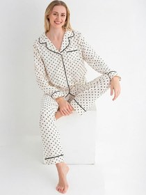 Resim Dofi Kadın Desenli S-XL Pijama Takımı - Ekru - Ekru / XLARGE 