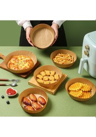 Resim Buradabuldun 100 Adet Air Fryer Pişirme Kağıdı Tek Kullanımlık Yağlı Kağıdı Yuvarlak Tabak Model 