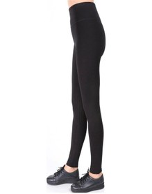 Resim Kadın Siyah Geniş Kemerli Çelik Örme Tayt SiYAH 