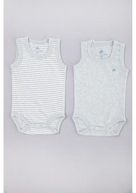 Resim Organicera Organik Bebek Atlet Body, 2 Li Set , Aqua Melange Mint 