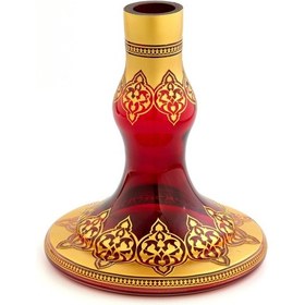Resim Selçuklu Desenli Kırmızı Altın Varaklı Cam Nargile 