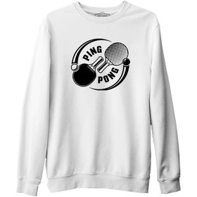 Resim Masa Tenisi - Ping Pong Ying Yan Beyaz Erkek Kalın Sweatshirt - Beyaz / M 