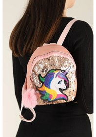 Resim Daj Company Işıklı Pullu Unicorn Figürlü Renkli Kız Çocuk Sırt Çantası Pembe 