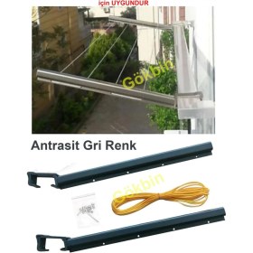 Resim Balkon Çamaşır Kurutma Askısı Alüminyum Küpeşte Çamaşır Askılığı Kurutmalık Kare 6x2.5 cm 