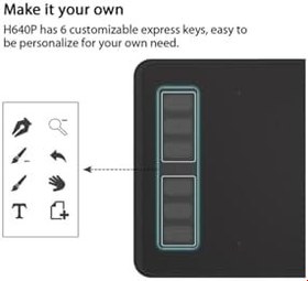 Resim Huion Inspiroy H640P Grafik Çizim Tablet Android Uyumlu Nocolor-Bea70D42 