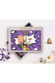 Resim Bk Gift Kişiye Özel Kadın Avukat Karikatürlü 1000 Parça Profesyonel Puzzle-4 
