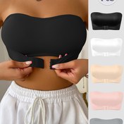 Resim 5 Adet Ön Bağlamalı Askısız Camisole Sütyen, Açık Bej - Kadınlar İçin Nefes Alabilen Telsiz Sütyen 