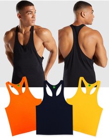 Resim Ghedto Gym Fitness Tank Top Sporcu Atleti 3lü Set Sarı Siyah Turuncu 