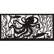 Resim Ahtapot Ve Balıklar Temalı Duvar Dekor Sticker 40 X 20 Cm 