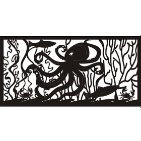 Resim Ahtapot Ve Balıklar Temalı Duvar Dekor Sticker 40 X 20 Cm 