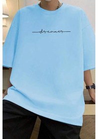 Resim Erkek Dreamer Baskılı Oversize Tshirt Bebemavi Bebek Mavisi 