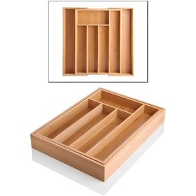 Resim Çekmece İçi Açılır Bambu Kaşıklık Organizer-genişleyebilen Premium Dayanıklı 35x25 Cm Ksk3525 Kahverengi 