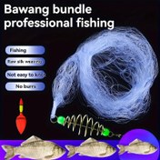 Resim 1 adet Balıkçılık saç tokası Balıkçılık Ağı, Üç Katmanlı Yapışkan Ağı, El Yapımı Beyaz Çizgili Patlayıcı Balıkçılık Ağı Tüm Su Alanları İçin, Açık Hava Balıkçılık Ekipmanları 