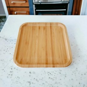 Resim Bambu Lüx Kare Servis 20 * 20CM, Bambu Sunumluk & Çerezlik Kare Sunum Tabağı 