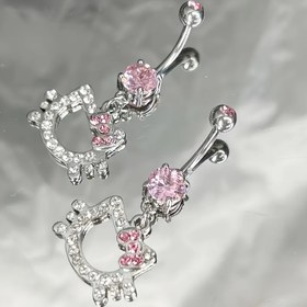 Resim Hello Kitty Göbek Halkası - Sevimli Kedi & Pembe Kelebek Paslanmaz Çelik Göbek Piercing Takısı, Günlük Giyim ve Temalı Etkinlikler İçin Seksi ve Oyunlu Vücut Aksesuarı (Hello Kitty Hayranları Hediyesi) 