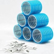 Resim Renkli Bigudi Seti 6'lı ve Saç Pensi 12'li, Yapışkanlı Mavi ve Çok Renkli 