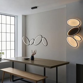Resim Ayder/Sarkıt Avize / 4 Çember / 110 cm/Antrasit Gövde / 3 Renk Işık / 3 Yıl Garanti 