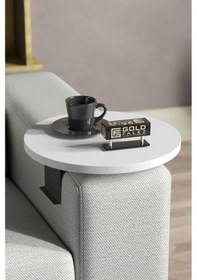 Resim Goldfalez Ayarlanabilir Tepsi Dekoratif Modern Tepsi Yan Sehpa Beyaz 