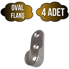 Resim Oval Askı Borusu Flanşı Dolap Ve Mobilya Oval Boru Flanşı İç Ölçüleri En:15mm Boy:25mm 4 Adet Krom 