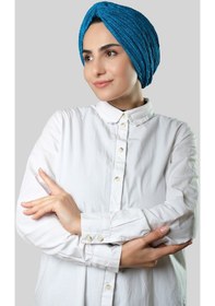 Resim Hürrem Bone Petrol Mavisi Çapraz Büzgülü Piliseli Tesettür Bone Fukuro Kendinden Desenli 2316 17 Petrol Mavisi 