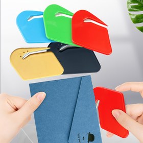 Resim 2 Adet Taşınabilir Plastik Mektup Açacağı, Kısa Çengelli Paslanmaz Çelik Yatak Filmi Makası - Paket Açma ve Kağıt Kesme için Güvenli Mobilya Ambalaj Bıçağı 