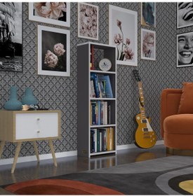 Resim Kenzlife Kitaplık Süper Ga 120 40 19 Gri 4 Katlı Tek Bölme Ofis Mutfak Banyo Dolabı Arkalıksız 