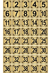 Resim Metal Kapı,Masa,Dolap Numarası 15x15cm 40 adet (1..40) Altın Renk Metal 