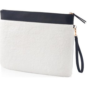 Resim The Mia Peluş Clutch Çanta Beyaz 26x33 CM Beyaz 