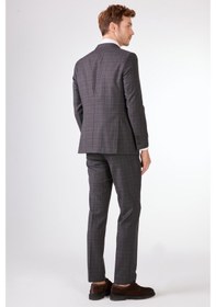 Resim Dufy Gri Balıksırtı Erkek Takım Elbise - Slim Fit Gri 