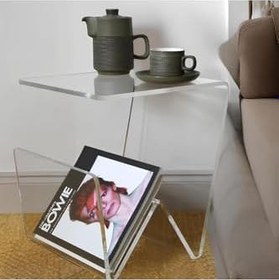 Resim Tuva Reklam Şeffaf Pleksi Modern Oturma Odası Sehpası/Dergilik 43 x 33 