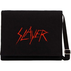Resim Slayer Logo Siyah Kanvas Postacı Çantası - Siyah 