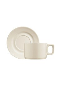 Resim Kütahya Porselen Pera Beyaz Sade 12 Parça Çay Fincan Seti Krem 