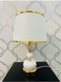 Resim Beyaz-gold Dekorlu Metal Abajur 48 X 30 Cm Diğer 